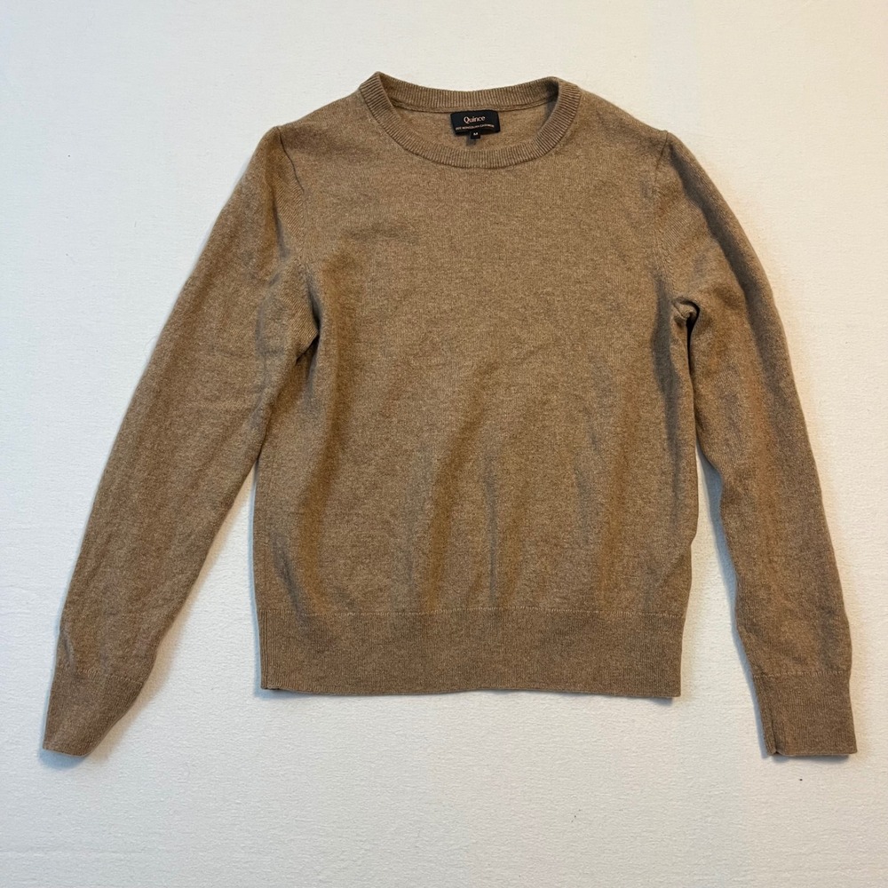 Quince Mongolian Cashmere Sweater M Teak Brown Crewneck Soft Quiet Luxury